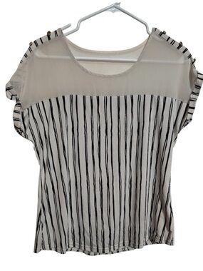 Striped Sheer Women's Top - White and Black